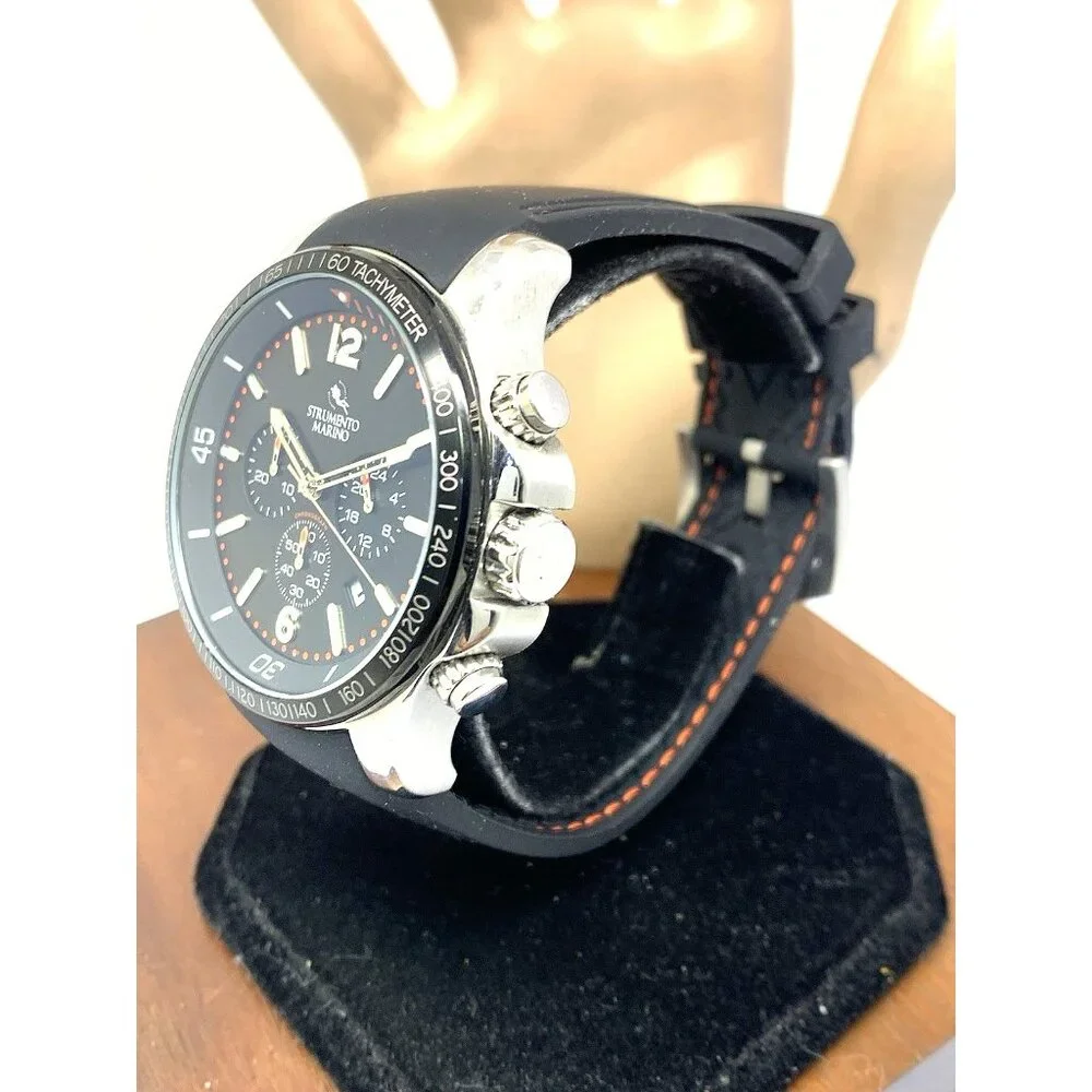 Strumento Marino Men's Watch SM115 Quartz Chronograph Black Dial Rubber Strap